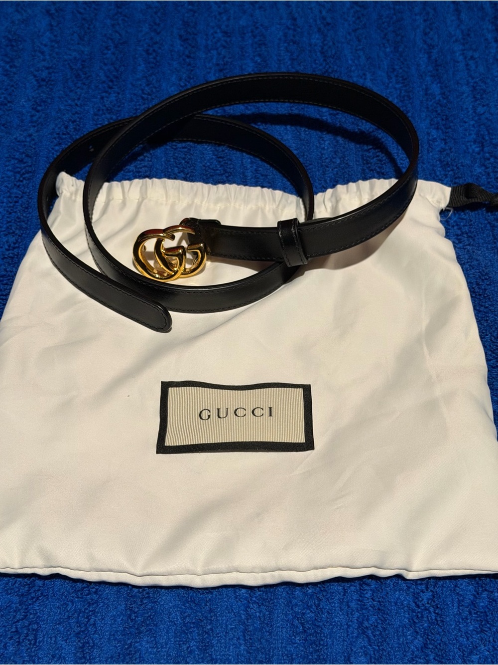 Gucci Black Leather Belt with Gold Double G Buckle